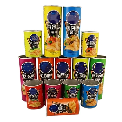 Contenitore di snack per patatine in linea di alluminio per imballaggio alimentare in tubo di carta personalizzato