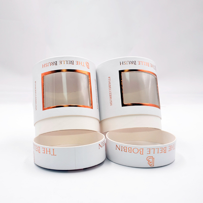 Scatole cosmetiche personalizzate con tubo di carta di cartone per timbratura oro con finestra