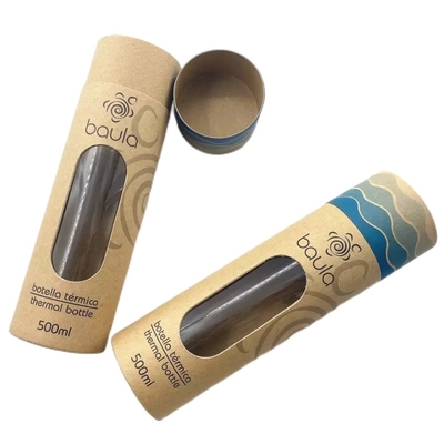 Tubo di carta kraft stampato con finestra per l'imballaggio di bicchieri di bottiglie di vino