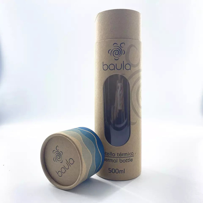 Tubo di carta kraft stampato con finestra per l'imballaggio di bicchieri di bottiglie di vino