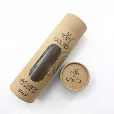 Tubo di carta kraft stampato con finestra per l'imballaggio di bicchieri di bottiglie di vino