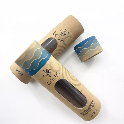 Tubo di carta kraft stampato con finestra per l'imballaggio di bicchieri di bottiglie di vino