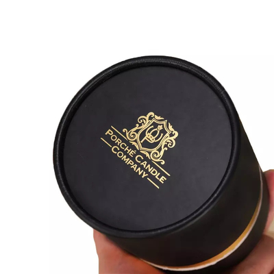 Scatola di cartone abbronzante per imballaggio di tubi per candele rotondi neri personalizzati per l'imballaggio di candele
