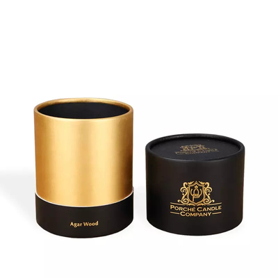 Scatola di cartone abbronzante per imballaggio di tubi per candele rotondi neri personalizzati per l'imballaggio di candele