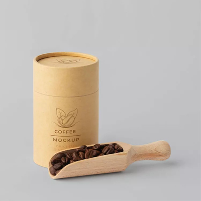 Logo Cylinder Food Packaging su ordinazione, metropolitana di carta kraft che imballa per il chicco di caffè