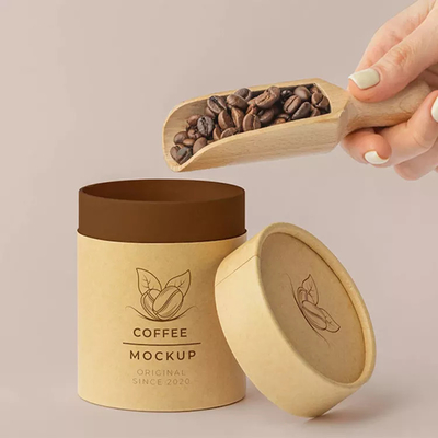 Logo Cylinder Food Packaging su ordinazione, metropolitana di carta kraft che imballa per il chicco di caffè