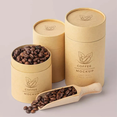Logo Cylinder Food Packaging su ordinazione, metropolitana di carta kraft che imballa per il chicco di caffè