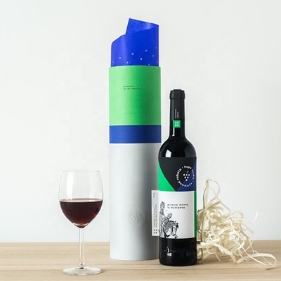 Scatola di presentazione della bottiglia di vino di CMYK, contenitori di vino del cartone del cilindro