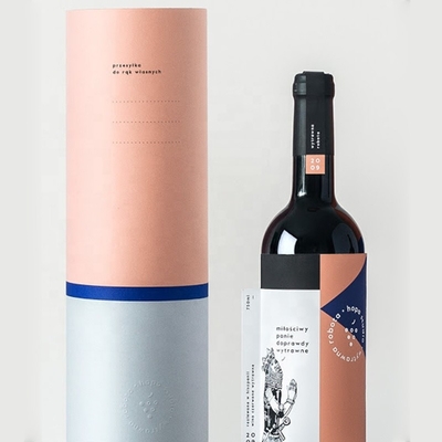 Scatola di presentazione della bottiglia di vino di CMYK, contenitori di vino del cartone del cilindro