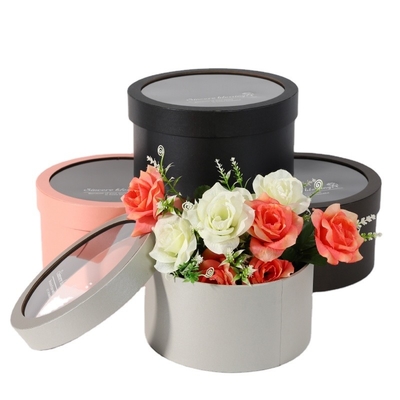 Confezione di scatole di tubi per fiori Cilindro con finestra superiore rotonda Elegante confezione regalo